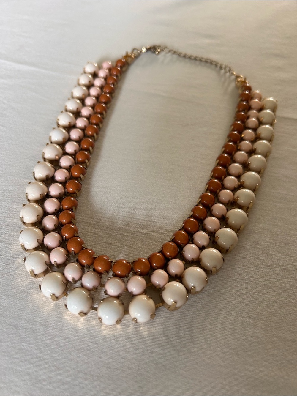 Blush Brown Cream Multi Row Statement Necklace